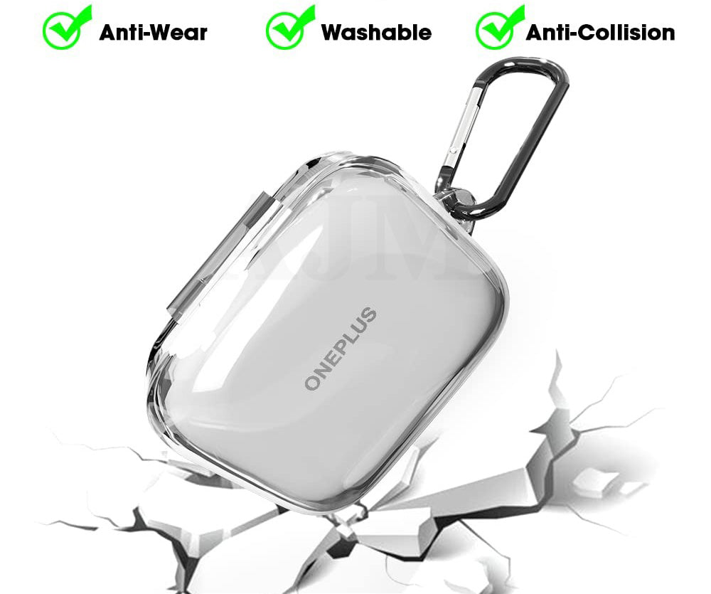 AJM 360 Protection Shockproof Design Transparent Case with Keychain - Oneplus Buds 3