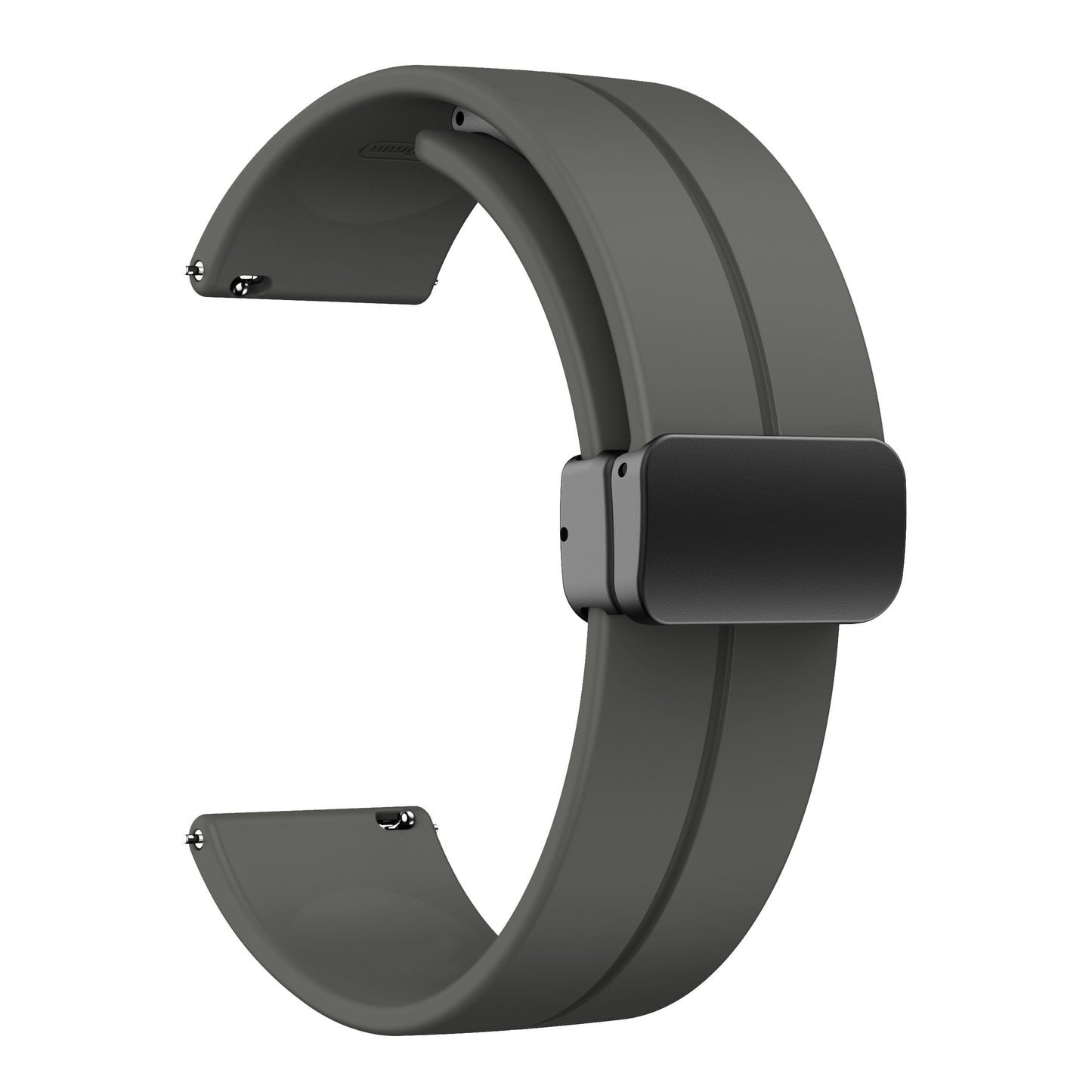 AJM Silicone Smooth Strap Magnetic Adjustable Folding Buckle Strap - 22mm Belt Watches