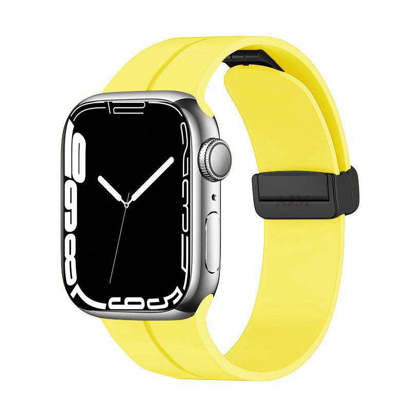 AJM Silicone Smooth Strap Magnetic Adjustable Folding Buckle Strap - 22mm Belt Watches