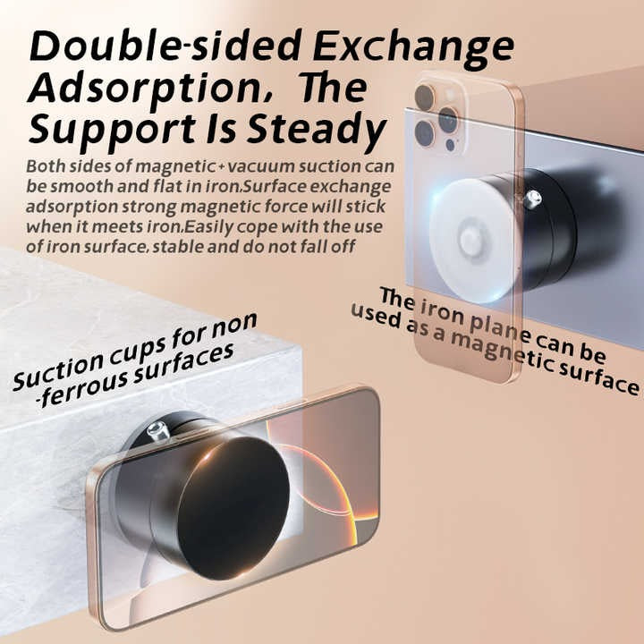 AJM Double Sided Extendable Vacuum Magnetic Suction Phone Holder for Shower|Car|Mirror Strong Vacuum Magnetic Phone Mount for All Phones