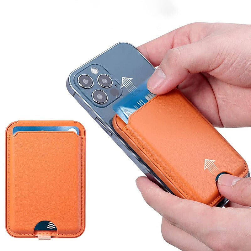 PU Leather Cell Phone Card Holder Wallet Magnetic Case for Back of Phone with Stand-iPhone