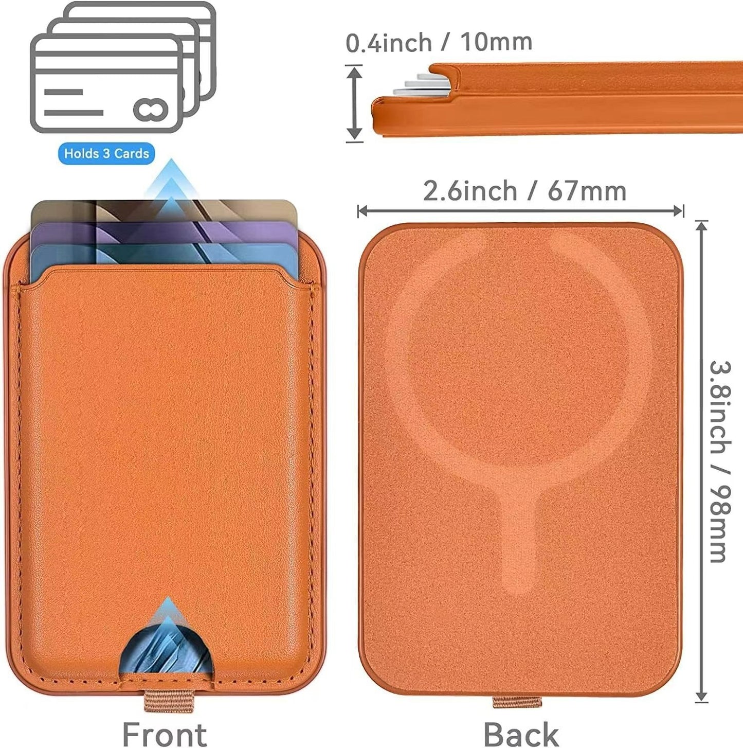 PU Leather Cell Phone Card Holder Wallet Magnetic Case for Back of Phone with Stand-iPhone