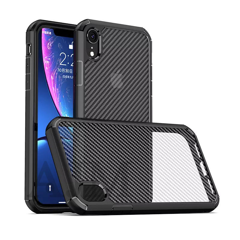 AJM Rugged Defender 2 in 1 Hybrid Armor Shockproof TPU Pc Matte Carbon Fiber Phone Case for Apple iPhone 11