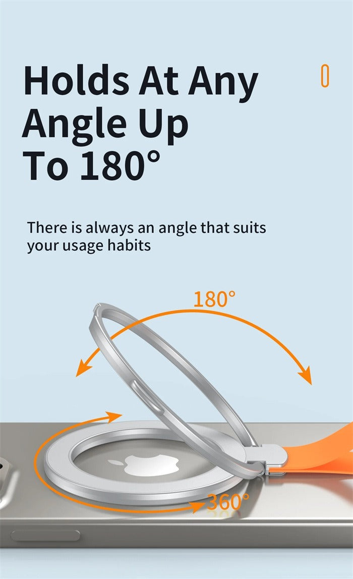 Magnetic Phone Holder Ultra-Thin Folding Rotating Silicone Hanging Strap Finger Ring Buckle Holder - iPhone