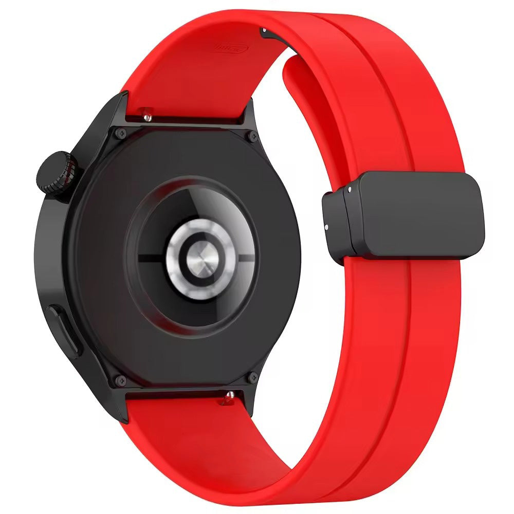 AJM Silicone Smooth Strap Magnetic Adjustable Folding Buckle Strap - 22mm Belt Watches