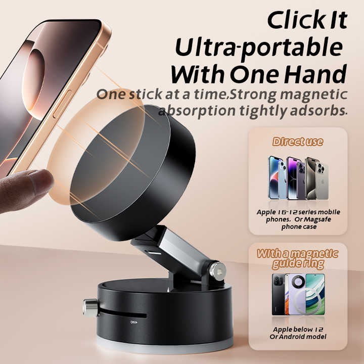 AJM Double Sided Extendable Vacuum Magnetic Suction Phone Holder for Shower|Car|Mirror Strong Vacuum Magnetic Phone Mount for All Phones