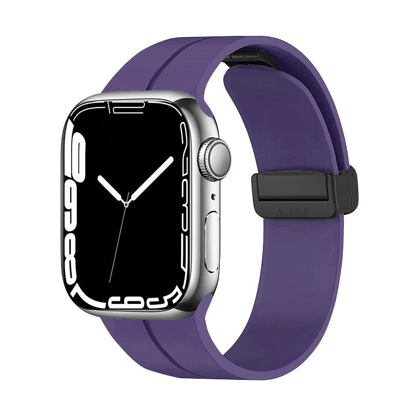 AJM Silicone Smooth Strap Magnetic Adjustable Folding Buckle Strap - 22mm Belt Watches