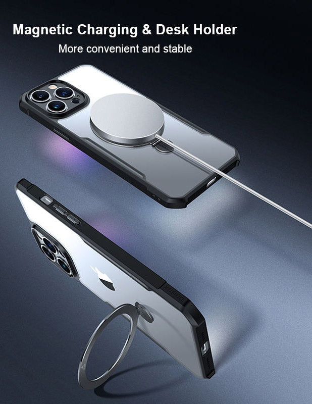 Premium Ultra Clear Magnetic Holder Phone Case Hybrid Non-Yellowing Case - iPhone