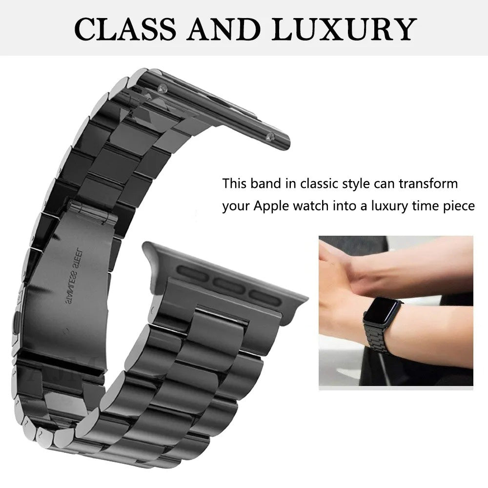 AJM Stainless Steel Metal Watch Belt - Apple Watch Straps 45mm 44mm 42mm, for iWatch Series 8 7 6 5 4 3 2 1 SE