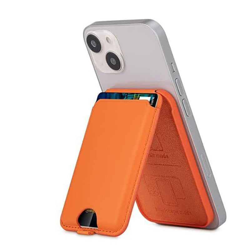 PU Leather Cell Phone Card Holder Wallet Magnetic Case for Back of Phone with Stand-iPhone