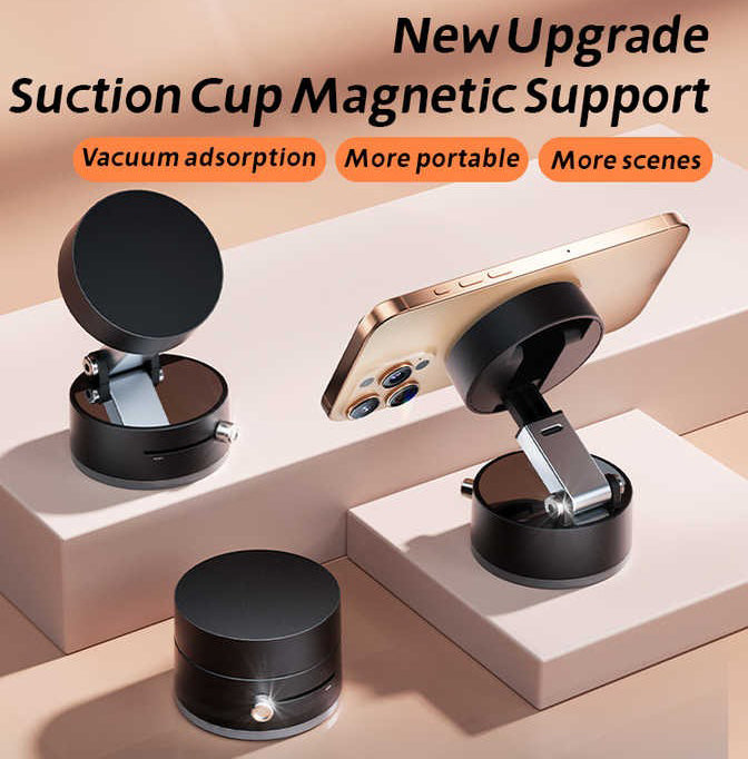 AJM Double Sided Extendable Vacuum Magnetic Suction Phone Holder for Shower|Car|Mirror Strong Vacuum Magnetic Phone Mount for All Phones