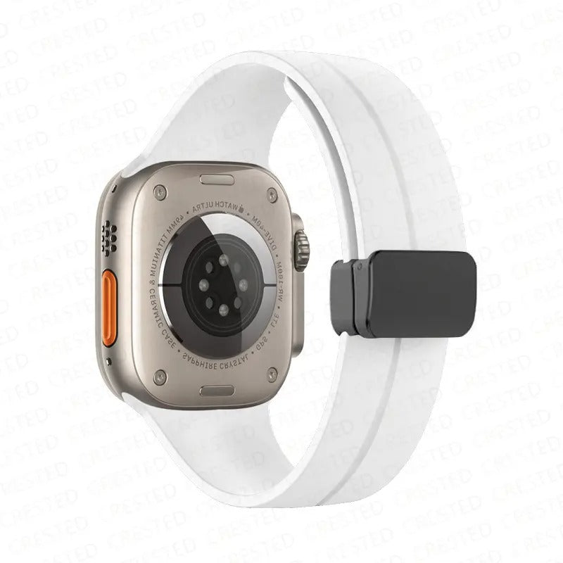 AJM Silicone Smooth Strap Magnetic Adjustable Folding Buckle Strap - Apple Watch Ultra 49mm