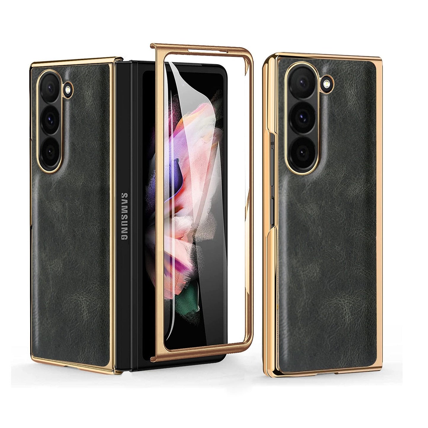 Luxury Business Leather Plating Cover with Screen Protector - Samsung