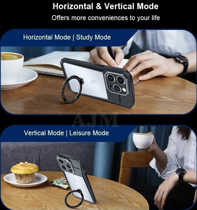Premium Ultra Clear Magnetic Cyber Holder Phone Case Hybrid Non-Yellowing Case - iPhone