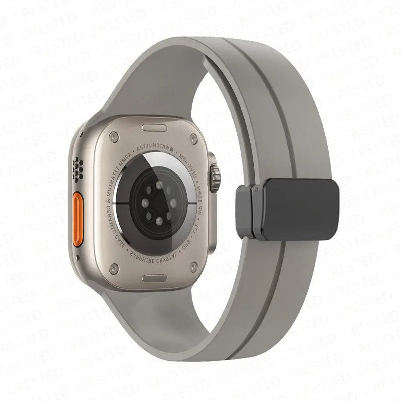 AJM Silicone Smooth Strap Magnetic Adjustable Folding Buckle Strap - Apple Watch Ultra 49mm