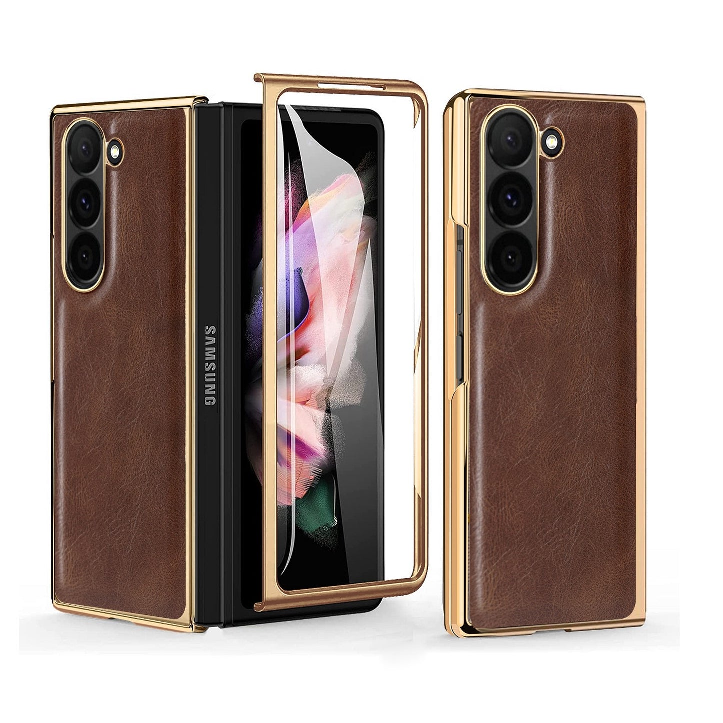 Luxury Business Leather Plating Cover with Screen Protector - Samsung