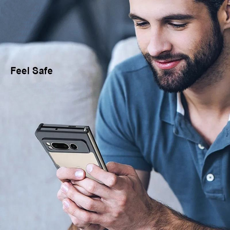 Premium Acrylic Airbags Hinge Shockproof Transparent Cover with Glass Lens Film Protection - Pixel Fold