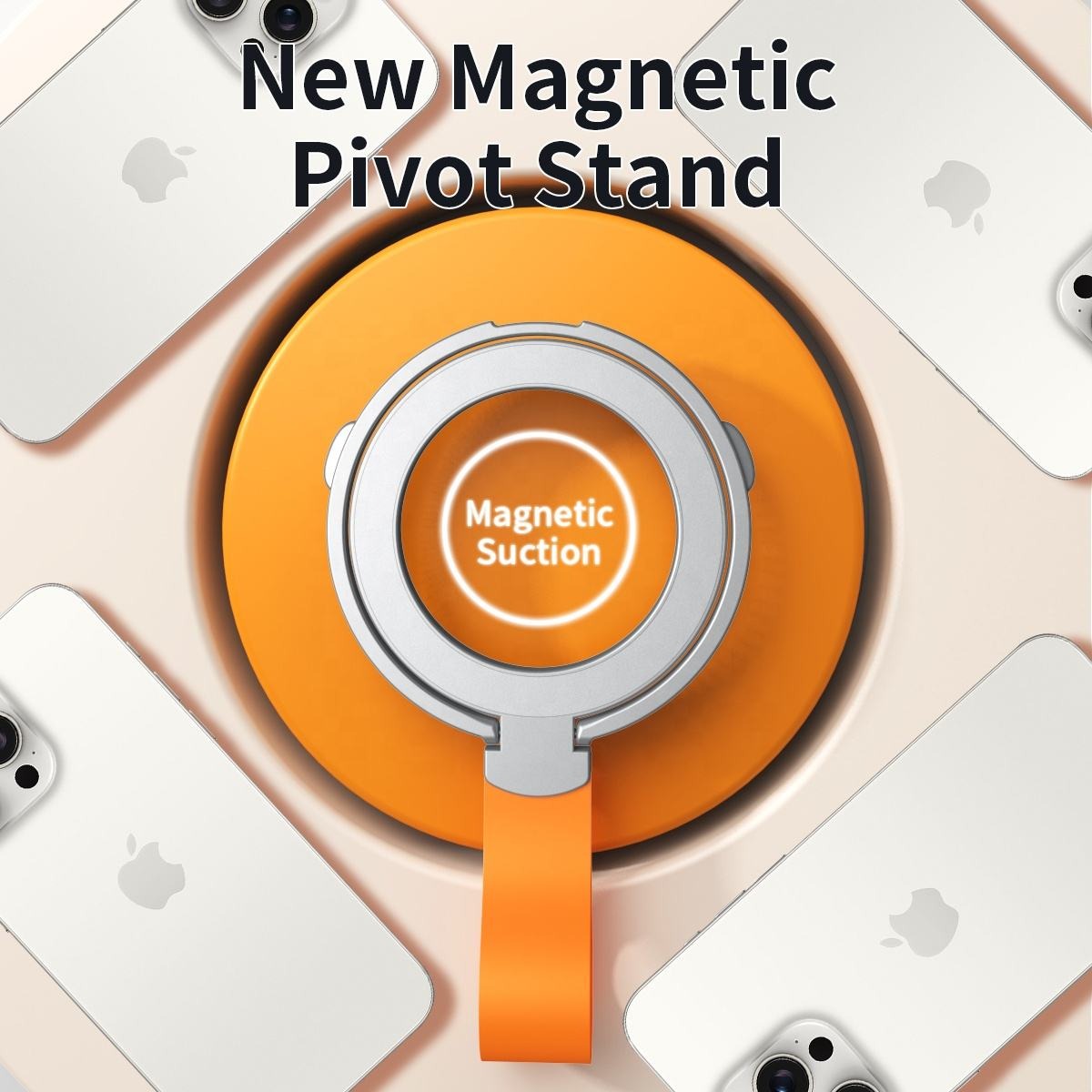 Magnetic Phone Holder Ultra-Thin Folding Rotating Silicone Hanging Strap Finger Ring Buckle Holder - iPhone
