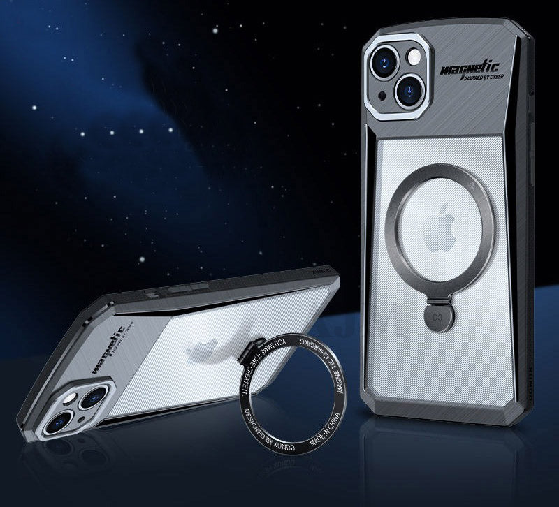 Premium Ultra Clear Magnetic Cyber Holder Phone Case Hybrid Non-Yellowing Case - iPhone