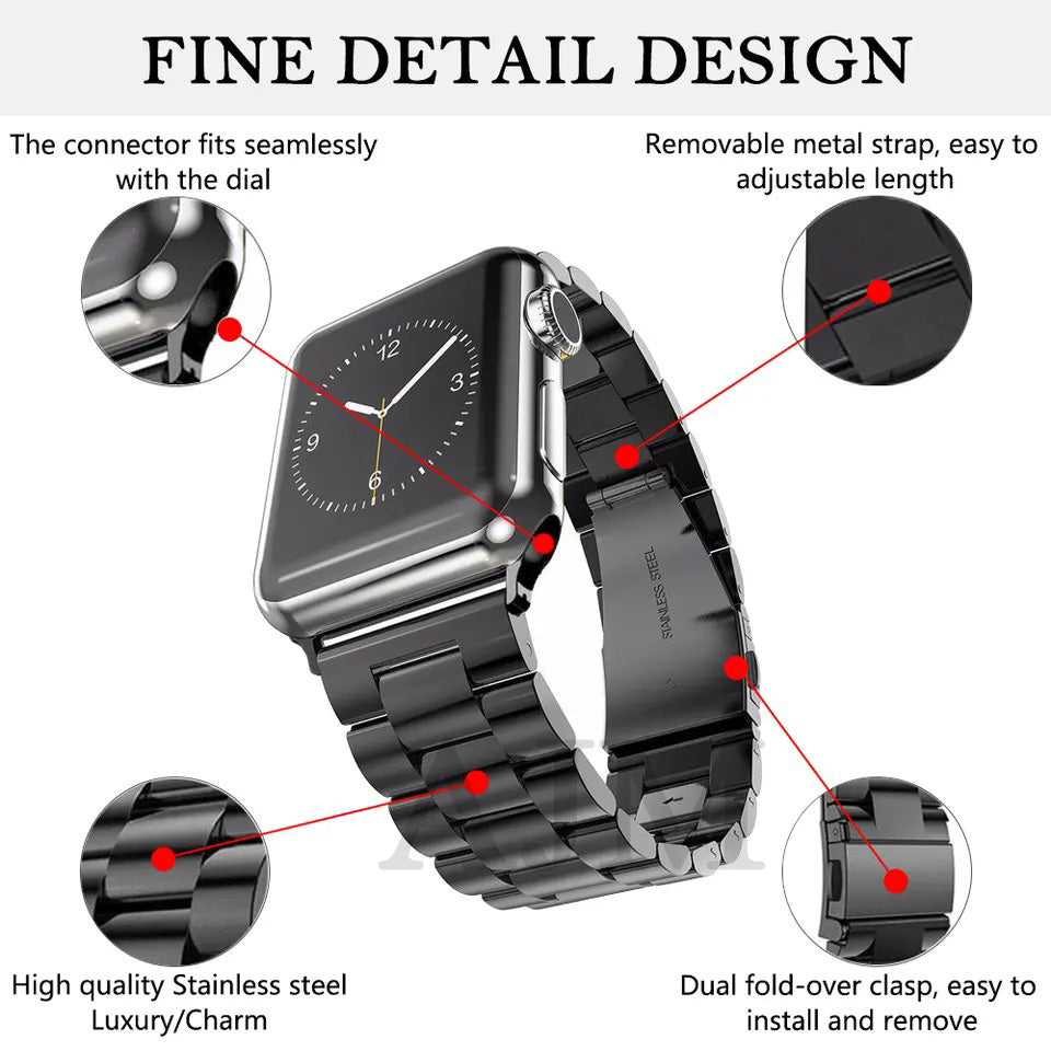 AJM Stainless Steel Metal Watch Belt - Apple Watch Straps 45mm 44mm 42mm, for iWatch Series 8 7 6 5 4 3 2 1 SE
