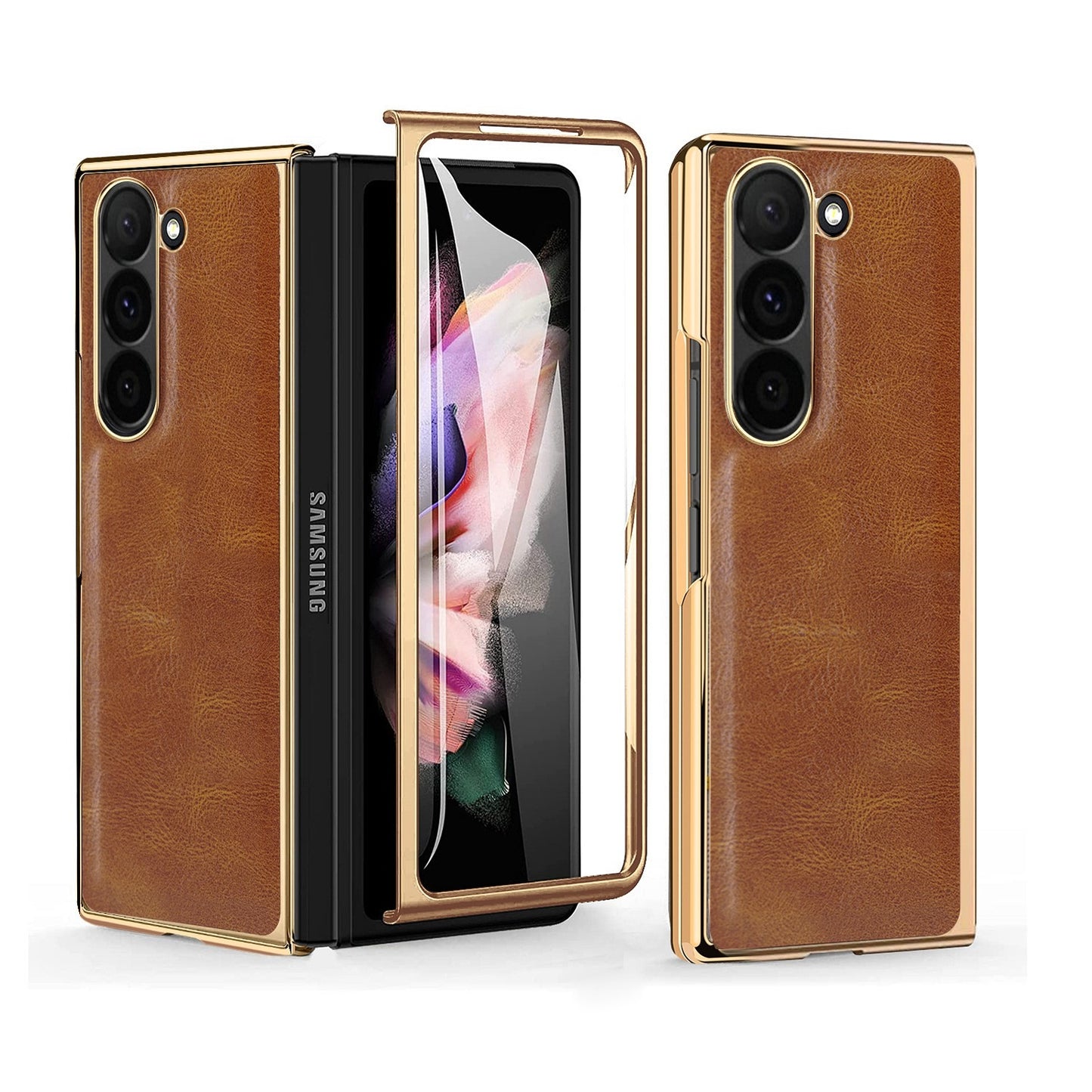 Luxury Business Leather Plating Cover with Screen Protector - Samsung
