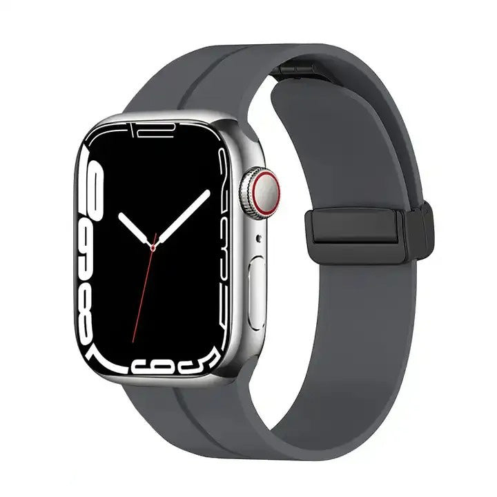 AJM Silicone Smooth Strap Magnetic Adjustable Folding Buckle Strap - Apple Watch Ultra 49mm