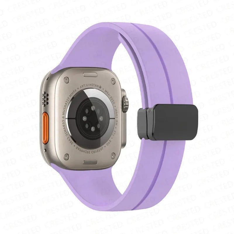 AJM Silicone Smooth Strap Magnetic Adjustable Folding Buckle Strap - Apple Watch Ultra 49mm