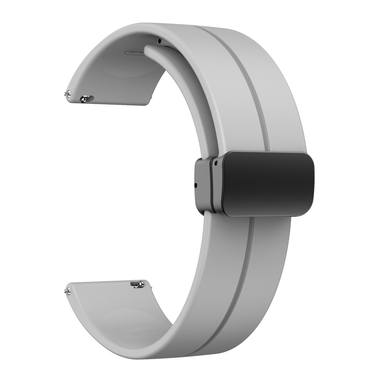 AJM Silicone Smooth Strap Magnetic Adjustable Folding Buckle Strap - 22mm Belt Watches