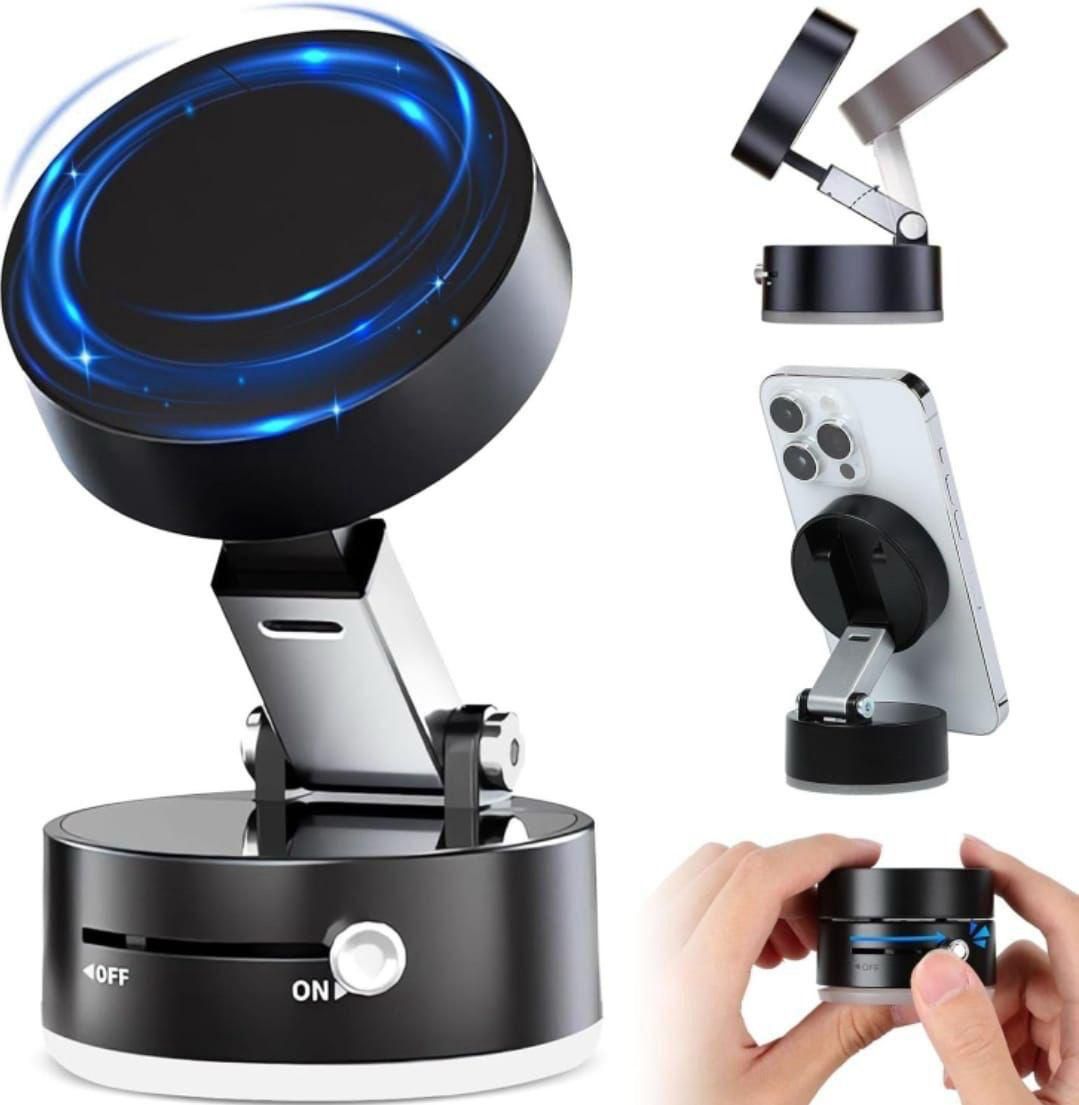AJM Double Sided Extendable Vacuum Magnetic Suction Phone Holder for Shower|Car|Mirror Strong Vacuum Magnetic Phone Mount for All Phones