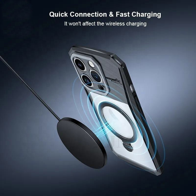Premium Ultra Clear Magnetic Cyber Holder Phone Case Hybrid Non-Yellowing Case - iPhone