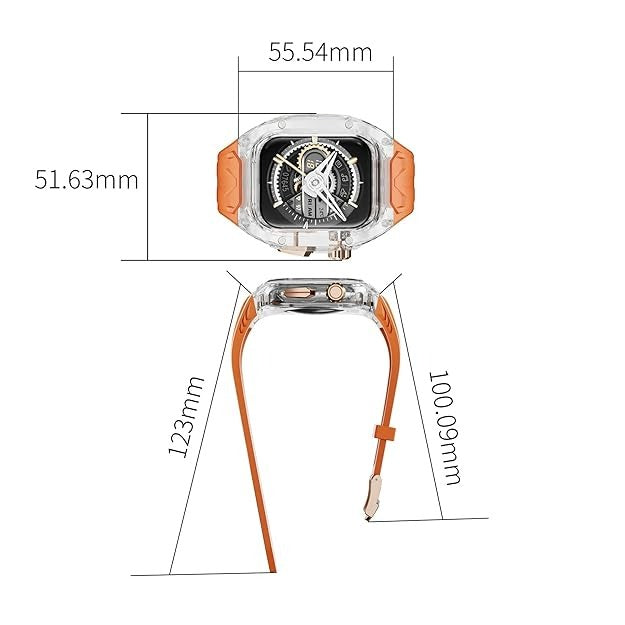 AJM  Modification Kit Case Luxury Transparent Mod Kit Fluororubber Strap for Apple Watch Ultra 2 49mm