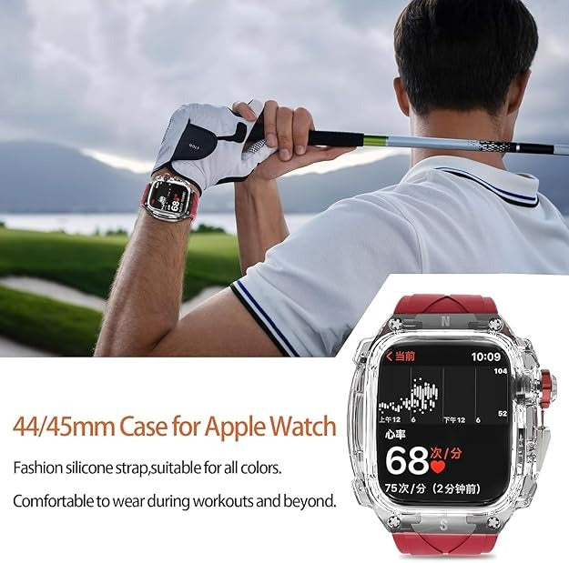 AJM  Modification Kit Case Luxury Transparent Mod Kit Fluororubber Strap for Apple Watch Ultra 2 49mm