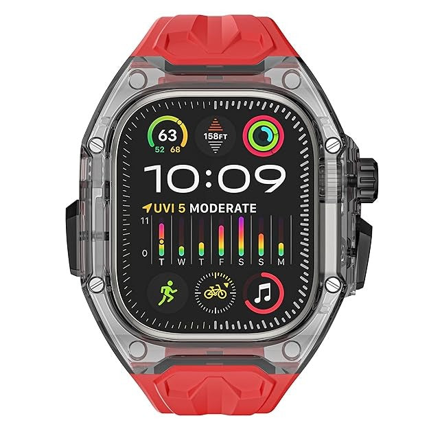 AJM  Modification Kit Case Luxury Transparent Mod Kit Fluororubber Strap for Apple Watch Ultra 2 49mm