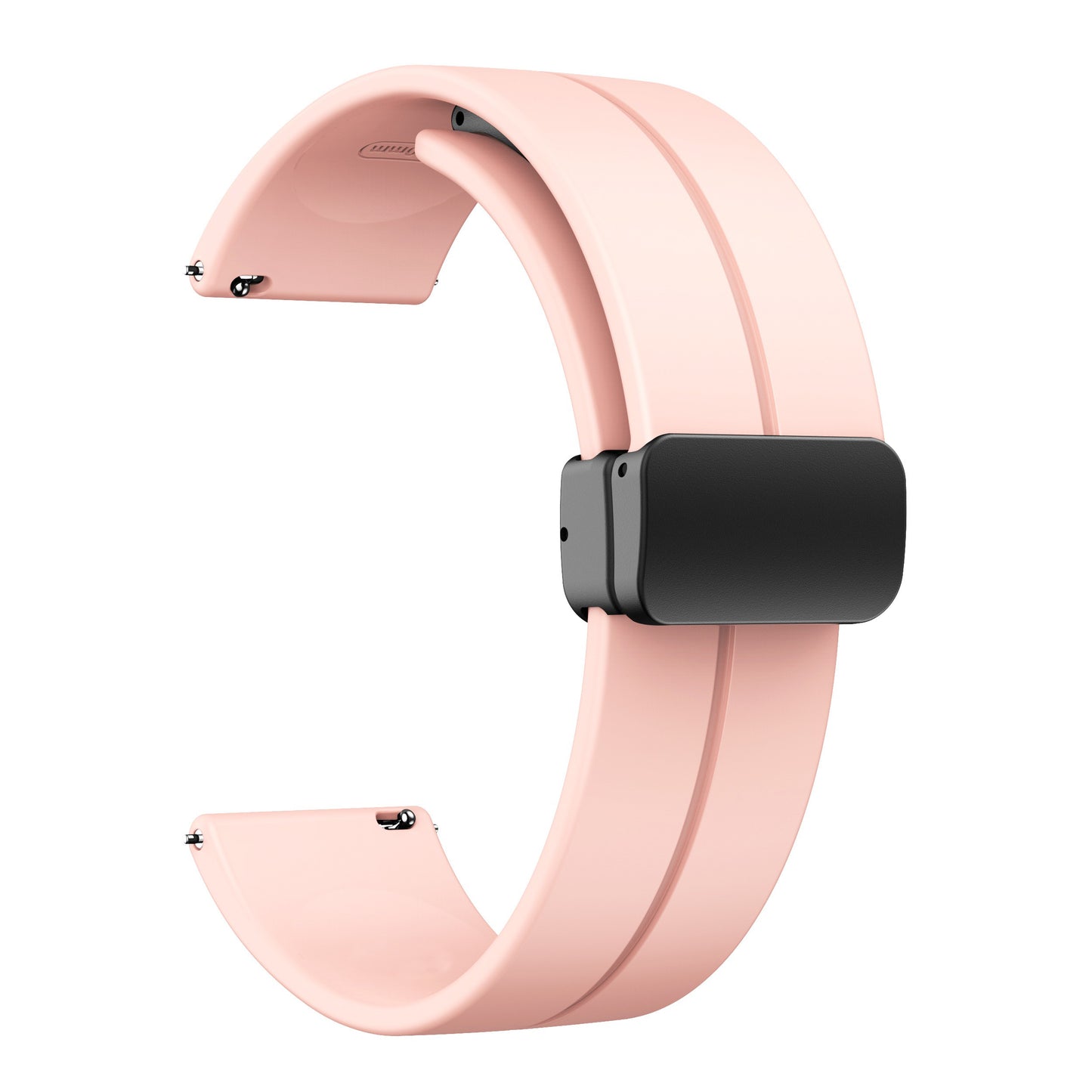 AJM Silicone Smooth Strap Magnetic Adjustable Folding Buckle Strap - 20mm Belt Watches