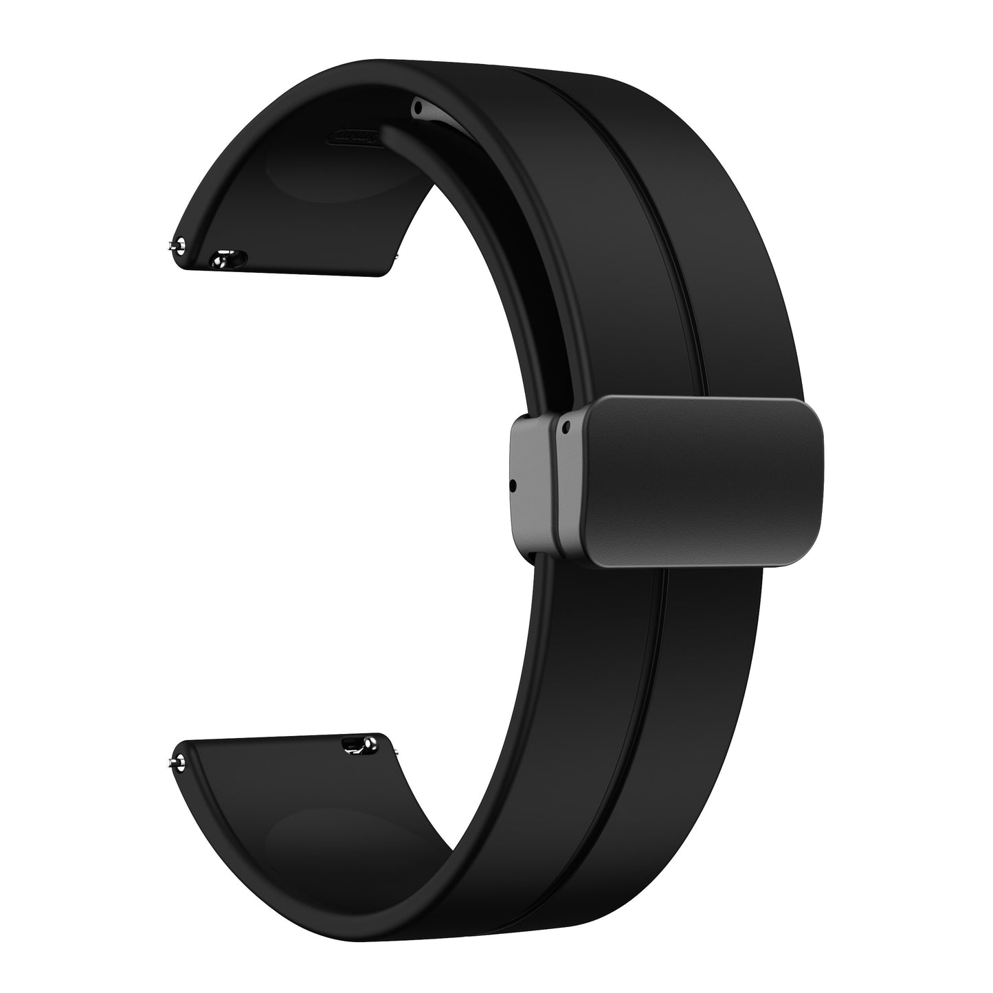 AJM Silicone Smooth Strap Magnetic Adjustable Folding Buckle Strap - 20mm Belt Watches