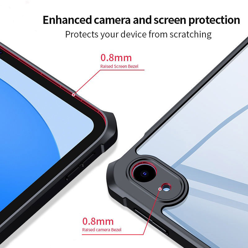 Acrylic Airbags Hinge Shockproof Transparent Case with Black Side Border - Apple iPad