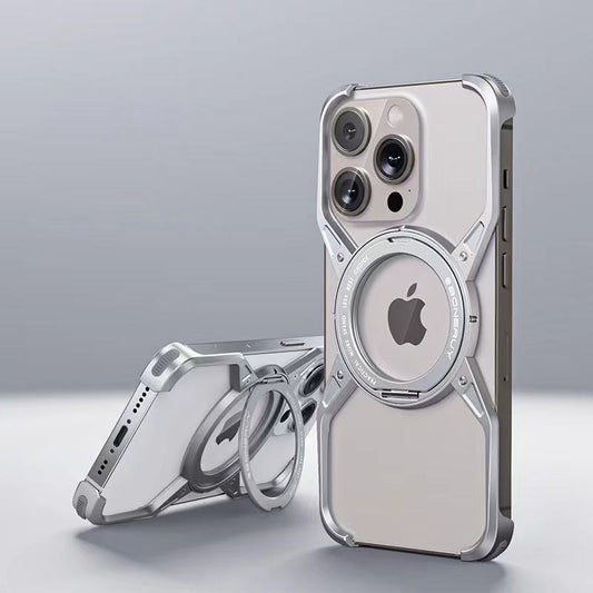 Aluminum Alloy Assembled 360 Rotating Bracket Magnetic Rimless Metal Shockproof Magsafe case - iPhone