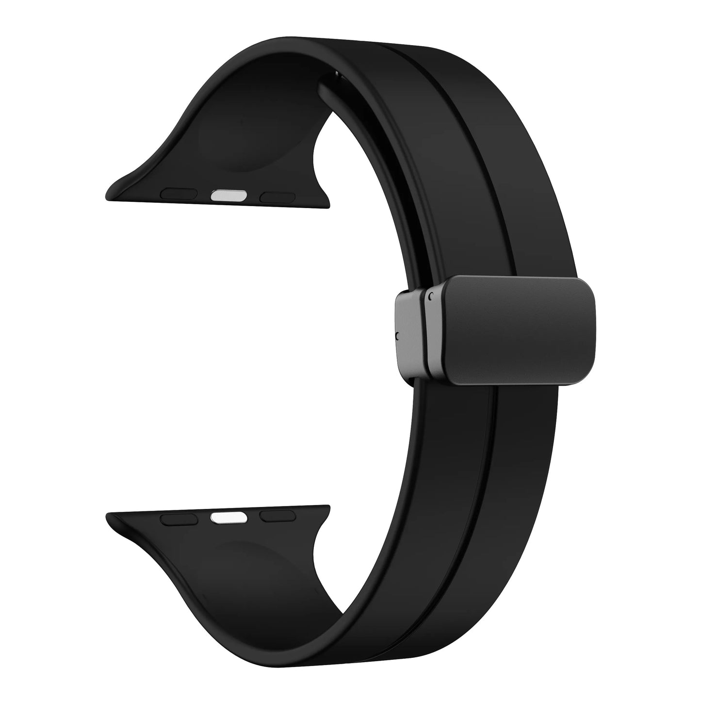 AJM Silicone Smooth Strap Magnetic Adjustable Folding Buckle Strap - Apple Watch 38mm 40mm 41mm Series (SE 7/6/5/4/3/2/1)