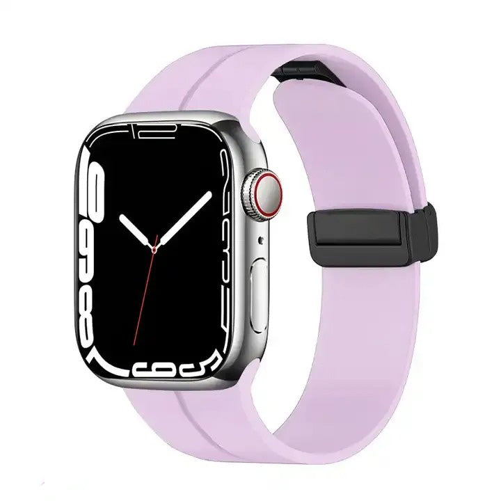 AJM Silicone Smooth Strap Magnetic Adjustable Folding Buckle Strap - Apple Watch 38mm 40mm 41mm Series (SE 7/6/5/4/3/2/1)