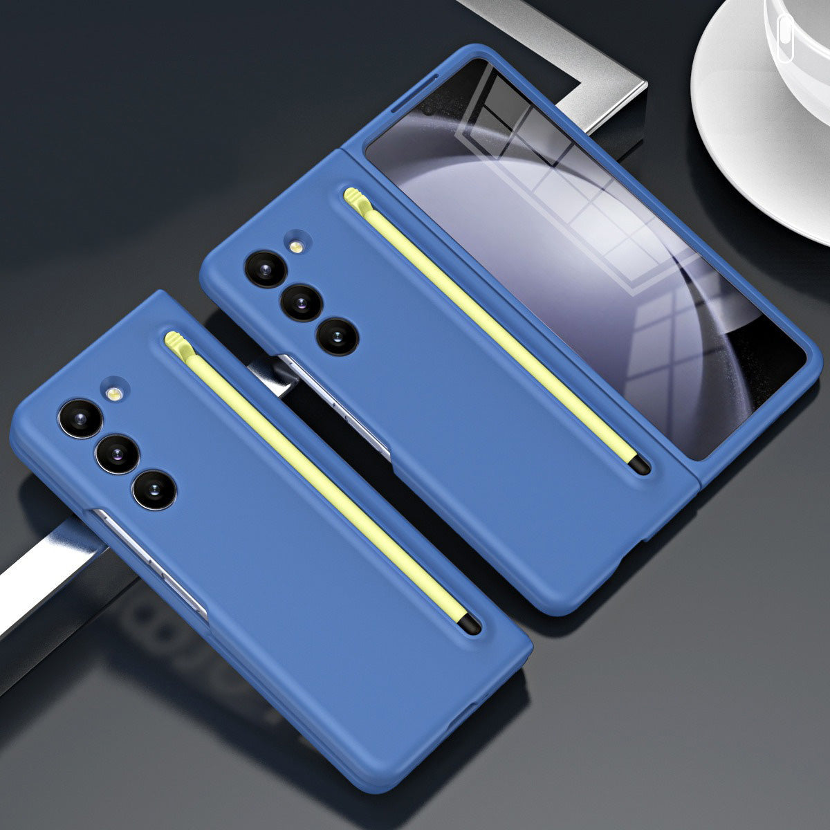 Solid PC Smart Phone case with Pen Frosted PC - Samsung Galaxy Z Fold 5