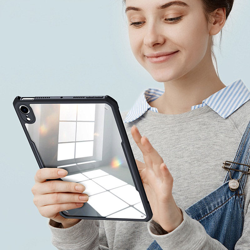 Acrylic Airbags Hinge Shockproof Transparent Case with Black Side Border - Apple iPad
