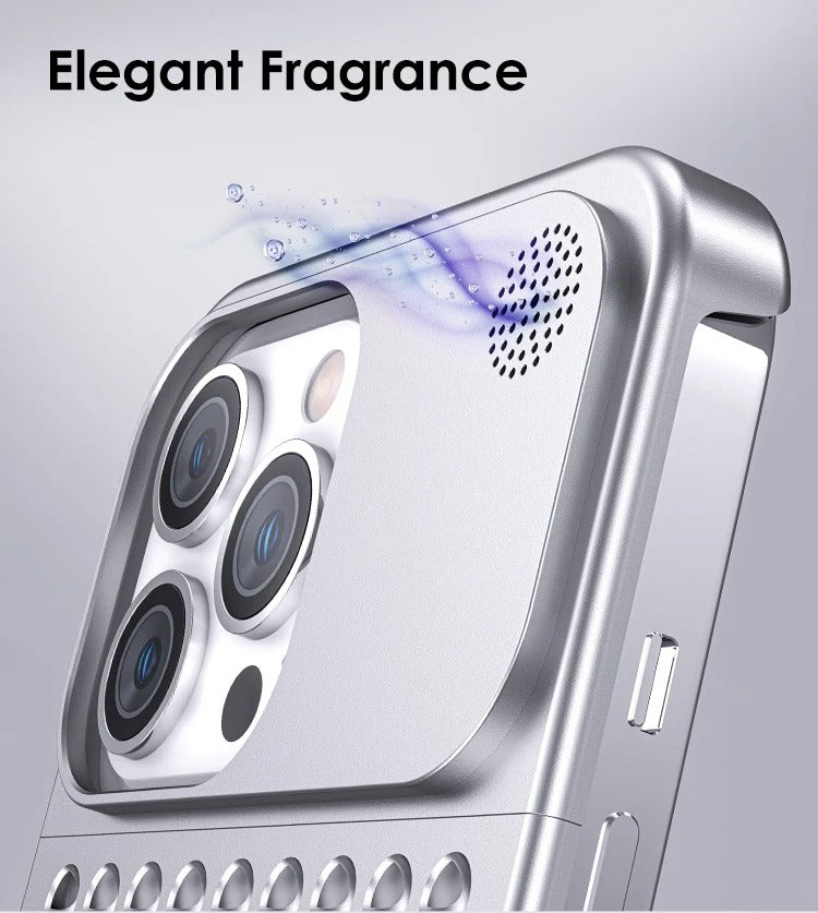 Metal Heat Dissipation Phone Cooling Fragrance Rimless Hollow Aluminium Shockproof Case - iPhone