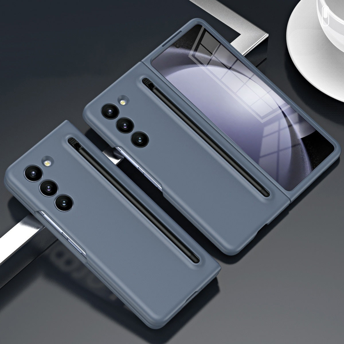 Solid PC Smart Phone case with Pen Frosted PC - Samsung Galaxy Z Fold 5