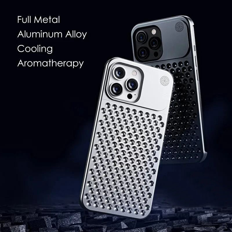 Metal Heat Dissipation Phone Cooling Fragrance Rimless Hollow Aluminium Shockproof Case - iPhone