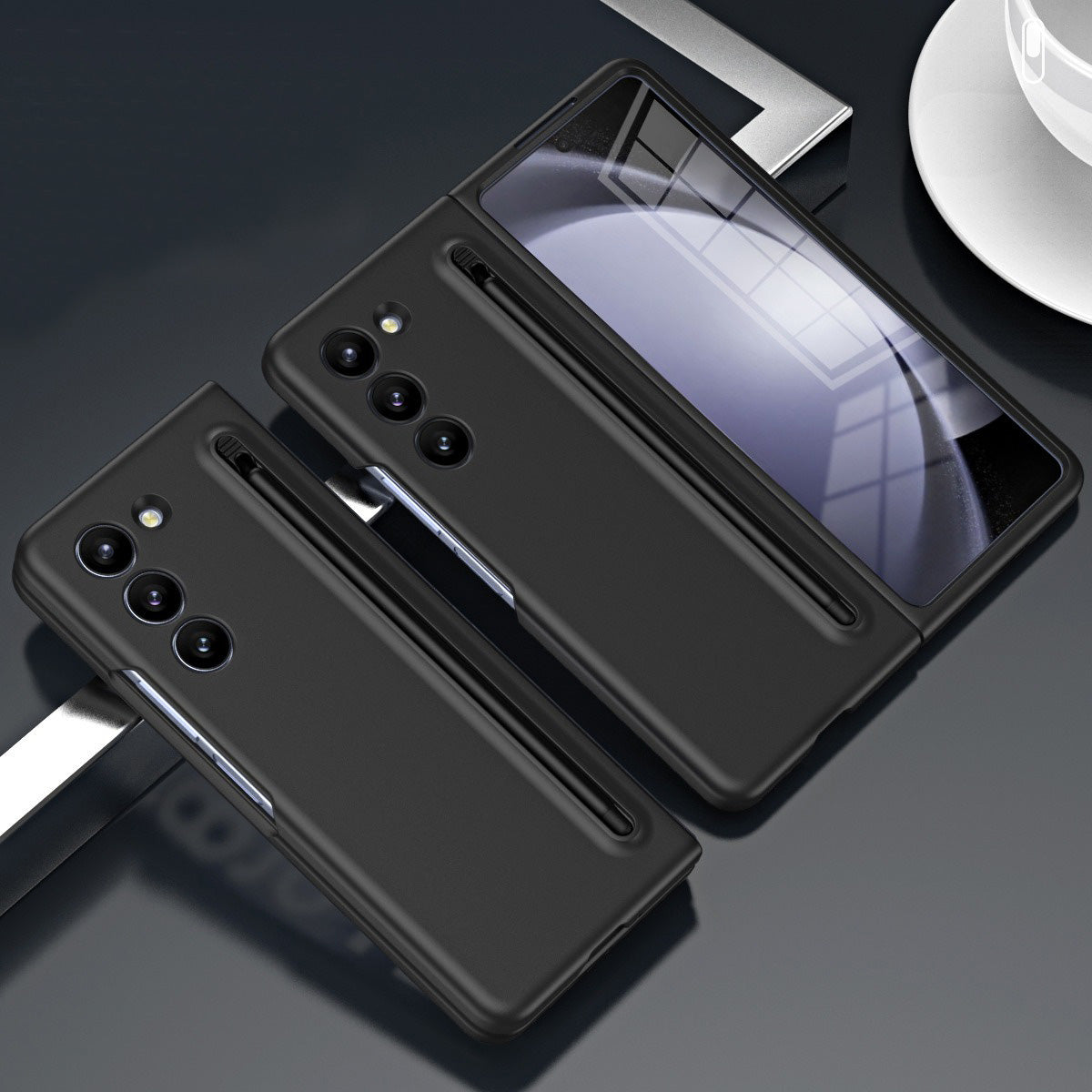 Solid PC Smart Phone case with Pen Frosted PC - Samsung Galaxy Z Fold 5