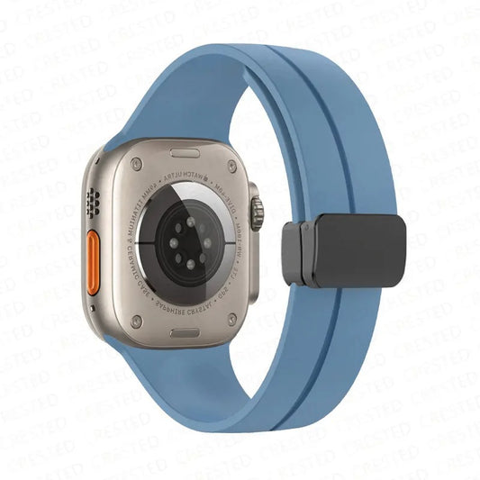 AJM Silicone Smooth Strap Magnetic Adjustable Folding Buckle Strap - Apple Watch Ultra 49mm
