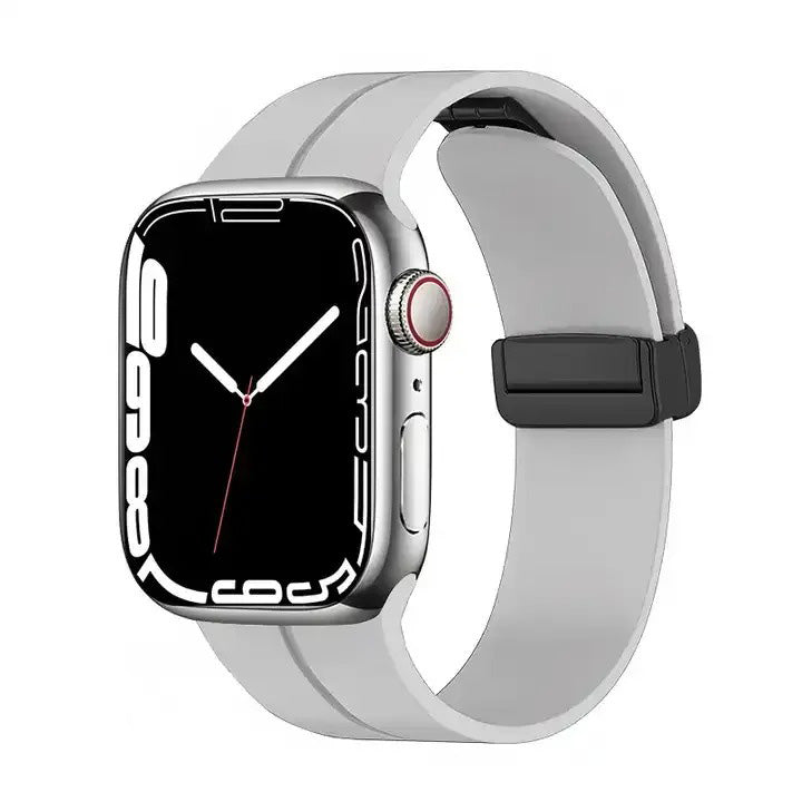 AJM Silicone Smooth Strap Magnetic Adjustable Folding Buckle Strap - Apple Watch 38mm 40mm 41mm Series (SE 7/6/5/4/3/2/1)