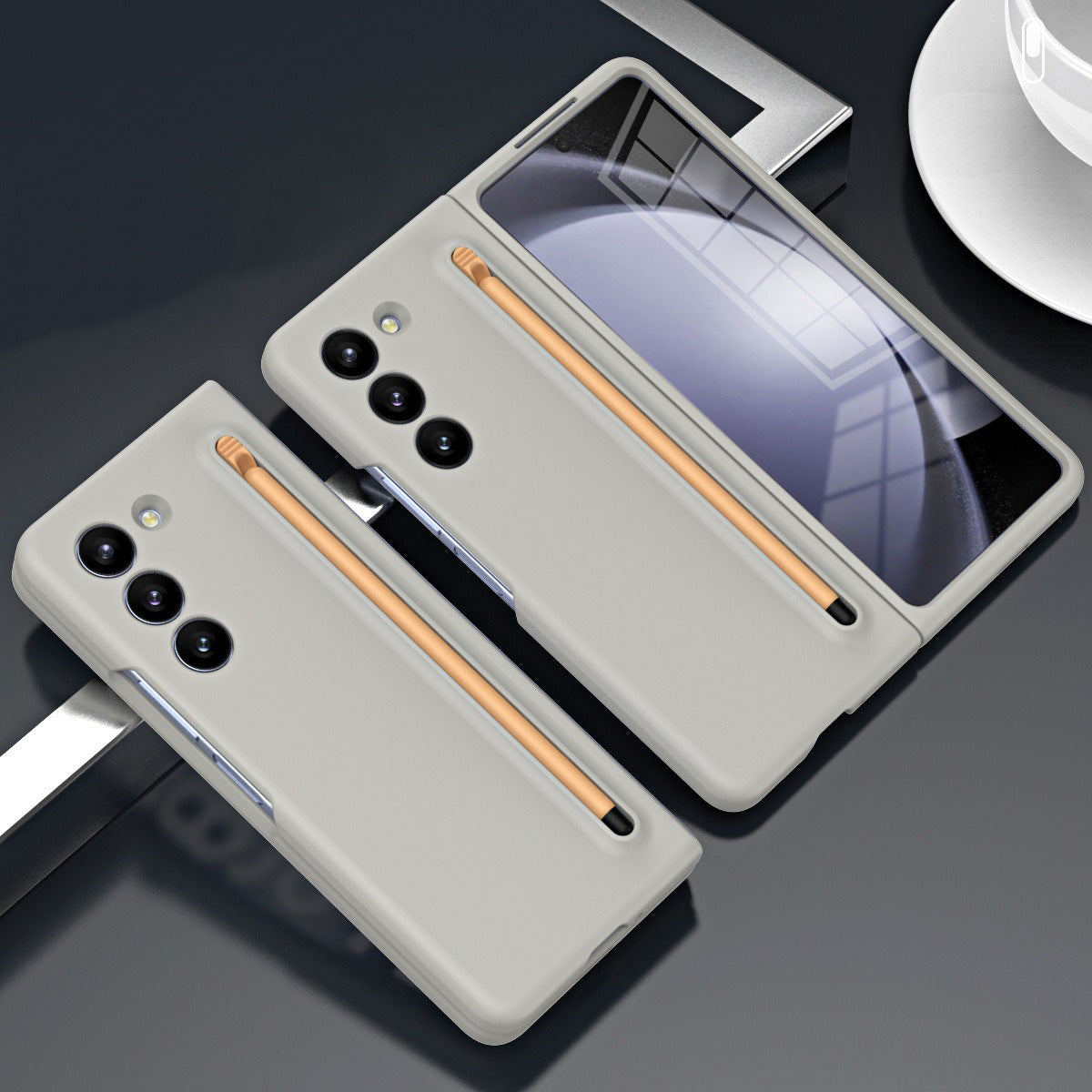 Solid PC Smart Phone case with Pen Frosted PC - Samsung Galaxy Z Fold 5