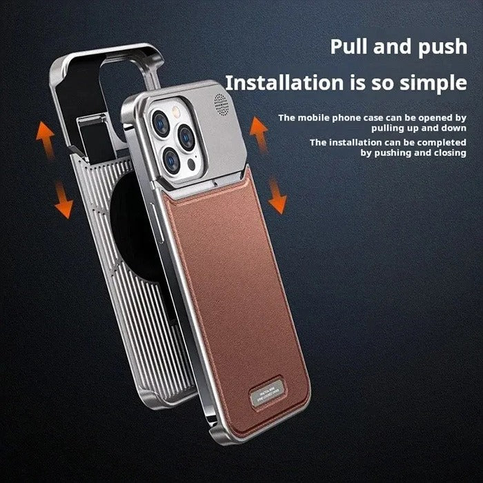 Aluminum Alloy Metal Luxury Leather Phone Case - iPhone