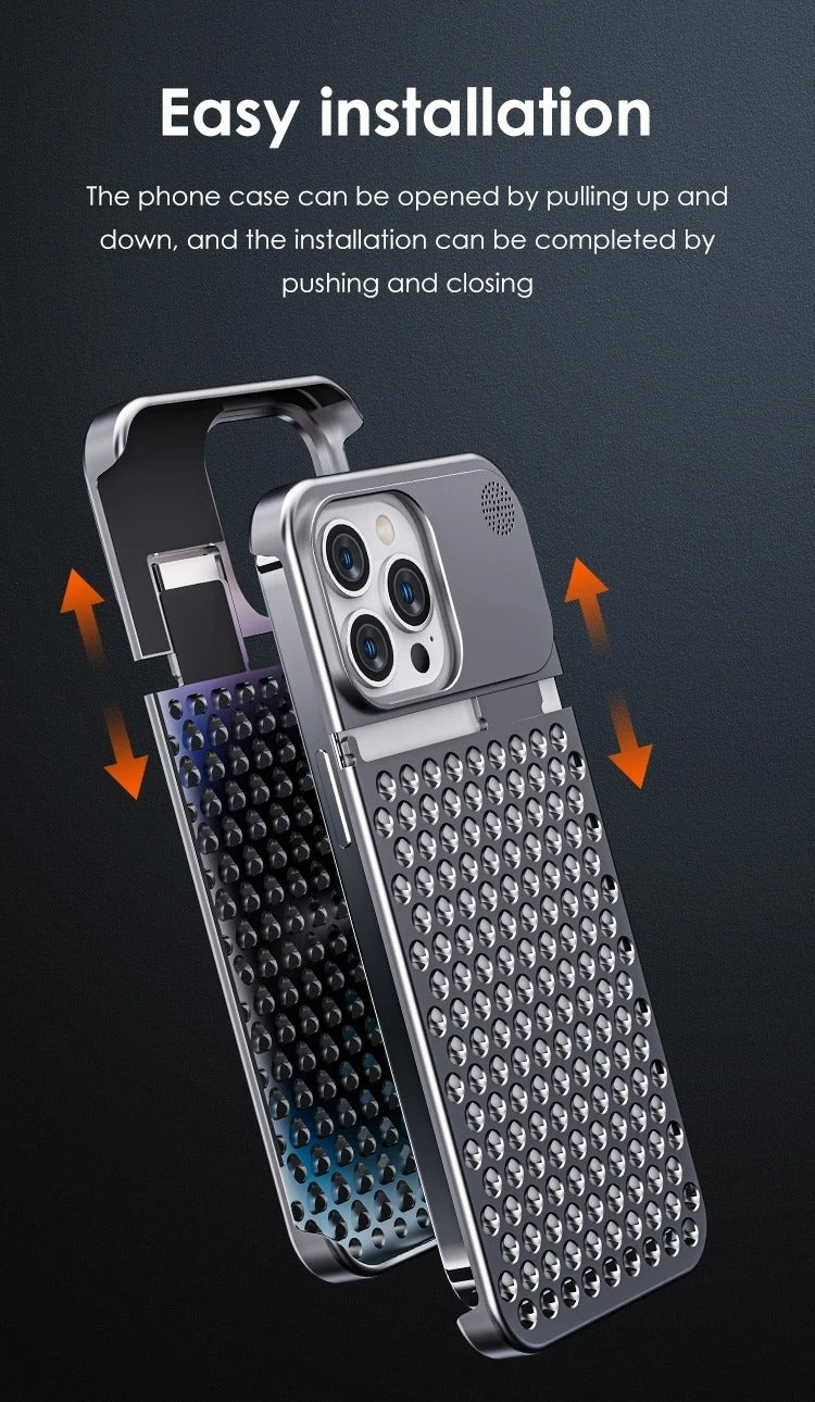 Metal Heat Dissipation Phone Cooling Fragrance Rimless Hollow Aluminium Shockproof Case - iPhone